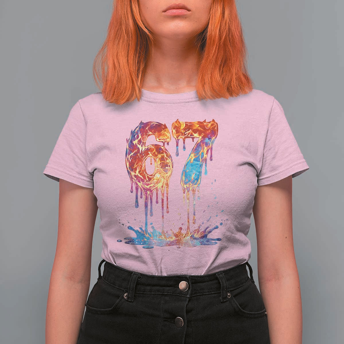 Burning Six Seven T Shirt For Women Drip Fire Flame Meme