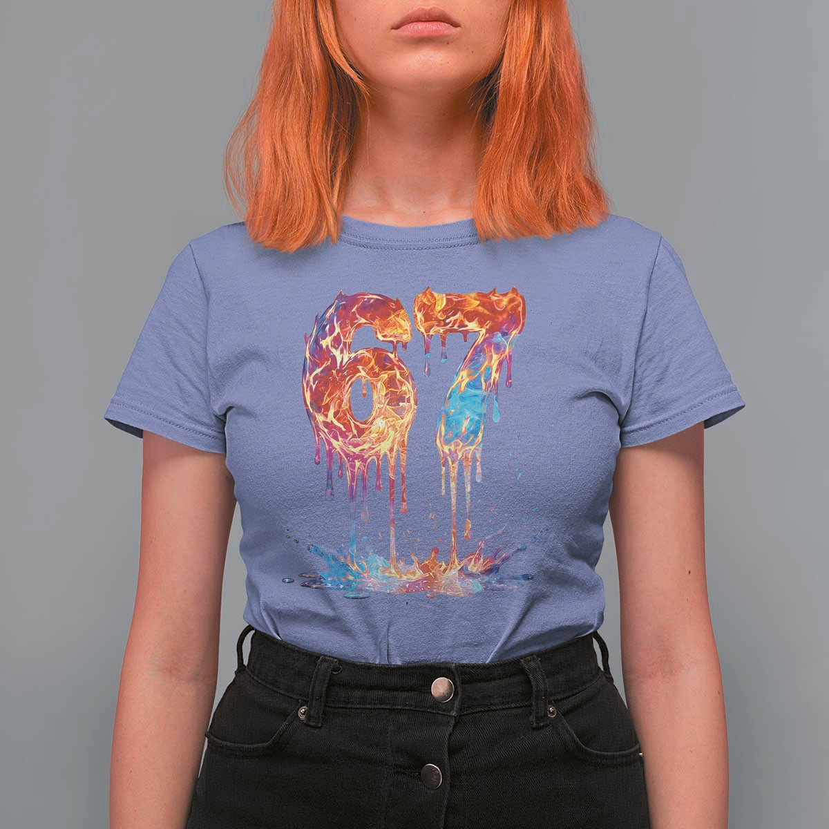 Burning Six Seven T Shirt For Women Drip Fire Flame Meme