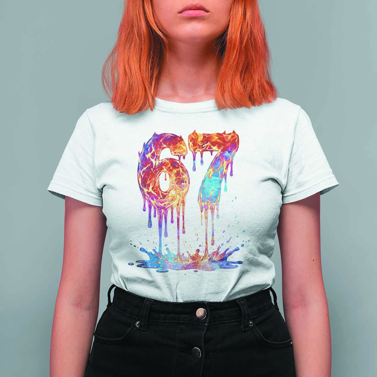 Burning Six Seven T Shirt For Women Drip Fire Flame Meme