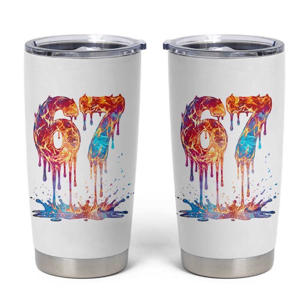 Burning Six Seven Tumbler Cup Drip Fire Flame Meme