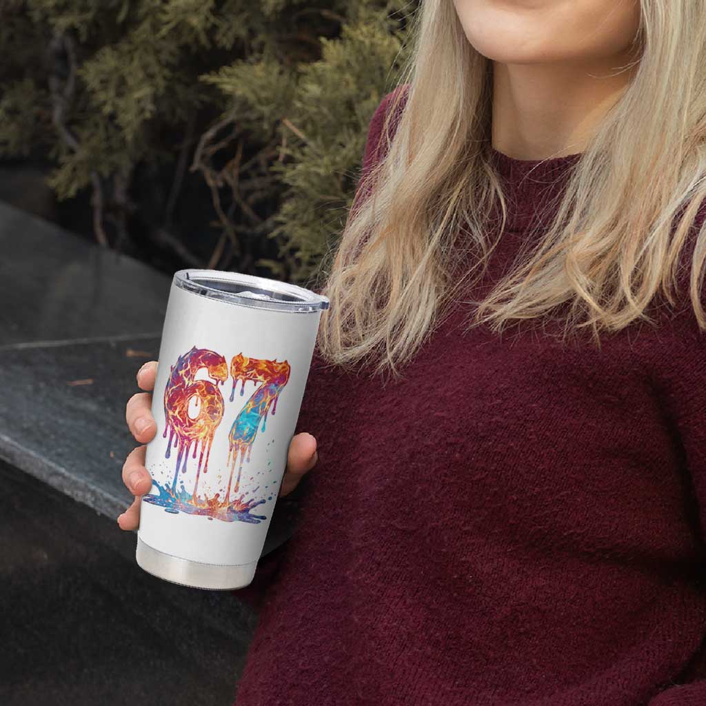 Burning Six Seven Tumbler Cup Drip Fire Flame Meme