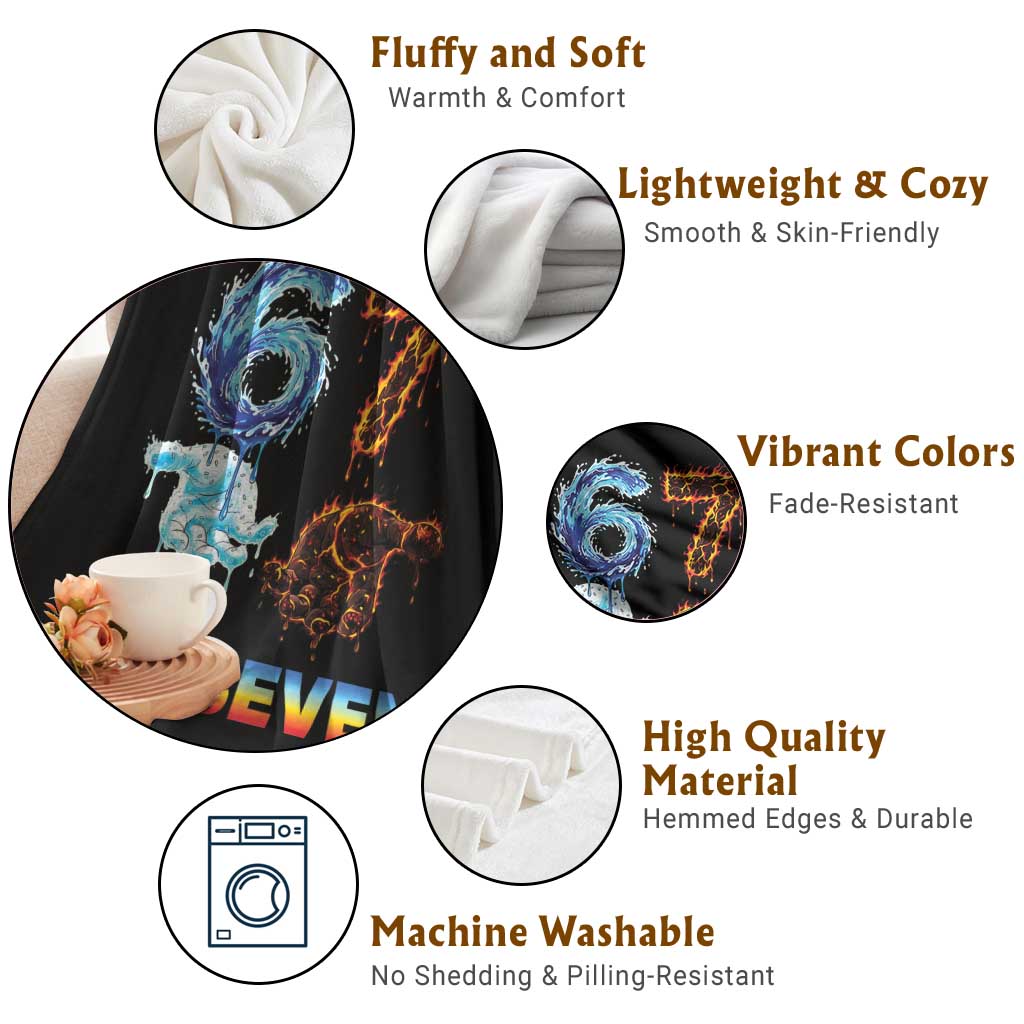 Water Fire Element Six Seven Throw Blanket Trendy Meme Gift