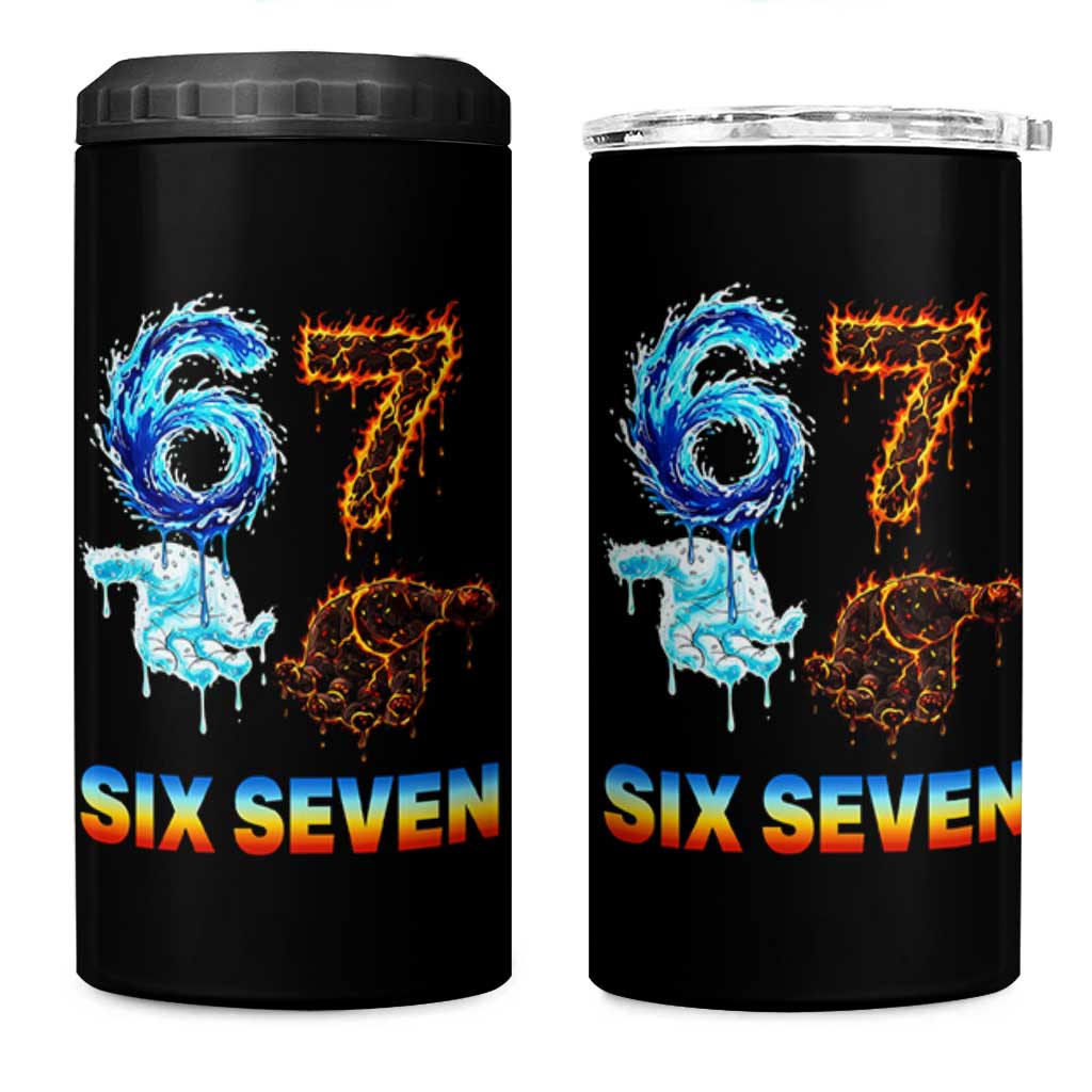 Water Fire Element Six Seven 4 in 1 Can Cooler Tumbler Trendy Meme Gift