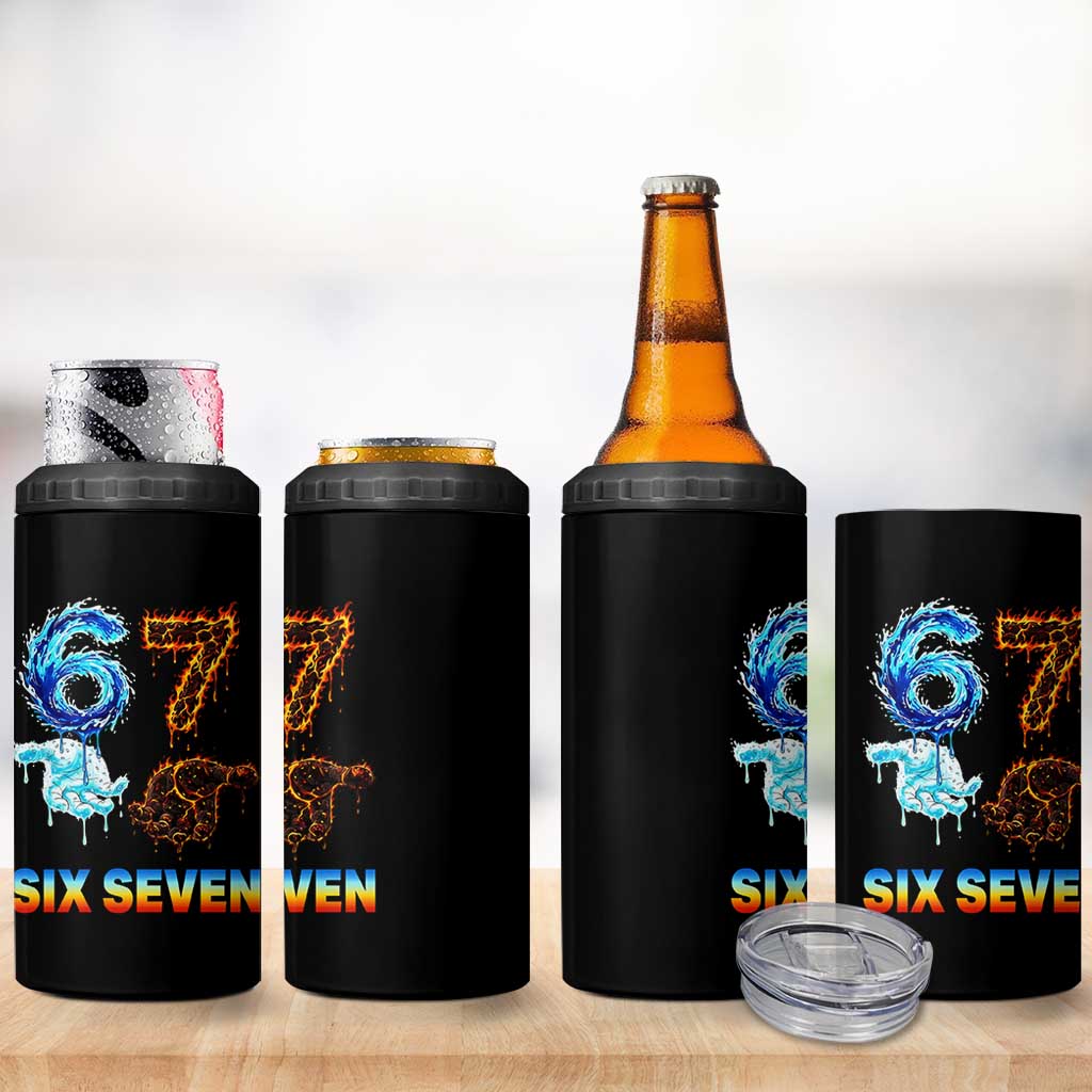 Water Fire Element Six Seven 4 in 1 Can Cooler Tumbler Trendy Meme Gift