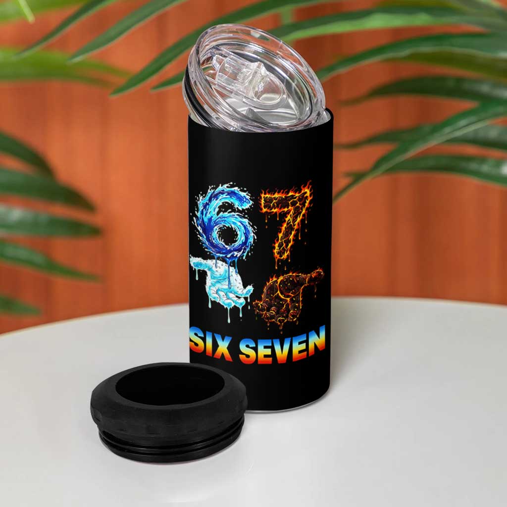 Water Fire Element Six Seven 4 in 1 Can Cooler Tumbler Trendy Meme Gift