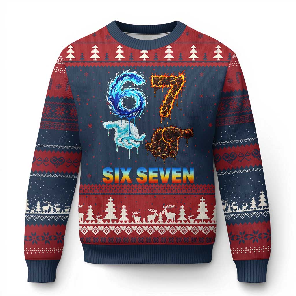 Water Fire Element Six Seven Ugly Christmas Sweater Trendy Meme Gift