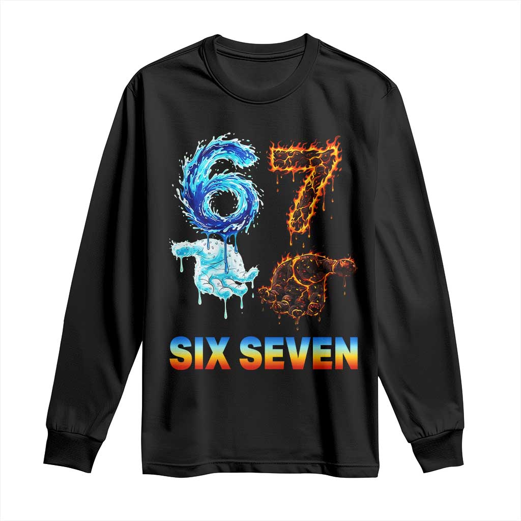 Water Fire Element Six Seven Long Sleeve Shirt Trendy Meme Gift