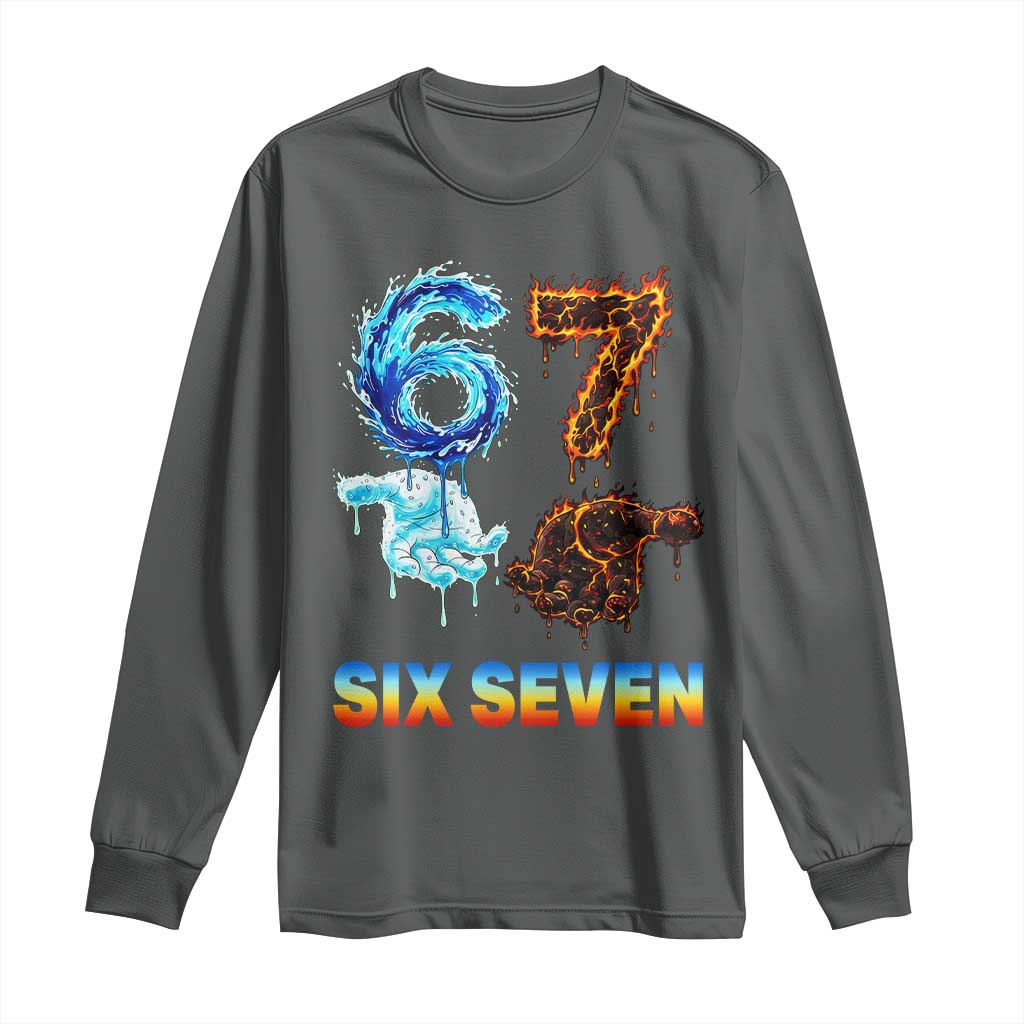 Water Fire Element Six Seven Long Sleeve Shirt Trendy Meme Gift