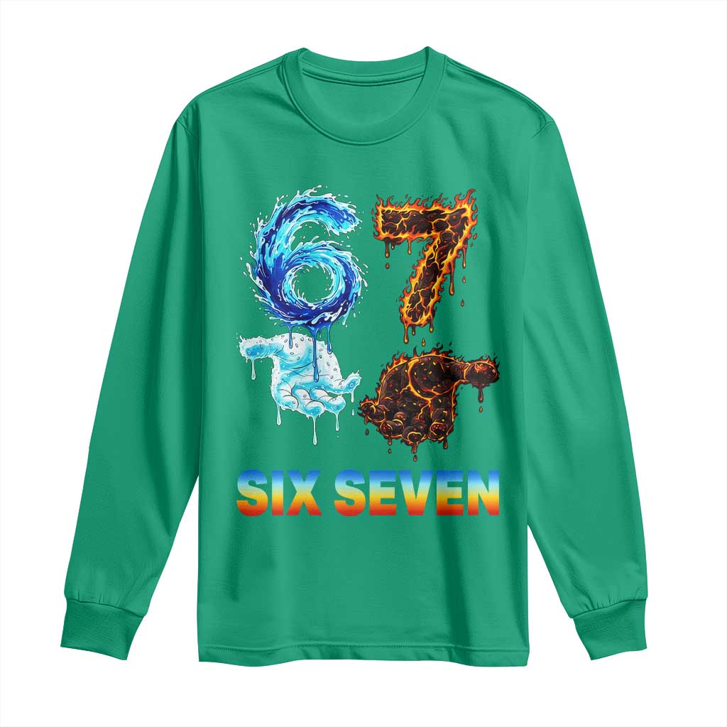 Water Fire Element Six Seven Long Sleeve Shirt Trendy Meme Gift