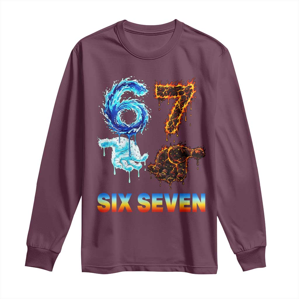 Water Fire Element Six Seven Long Sleeve Shirt Trendy Meme Gift