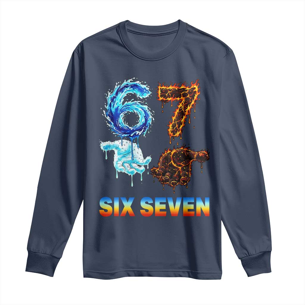 Water Fire Element Six Seven Long Sleeve Shirt Trendy Meme Gift