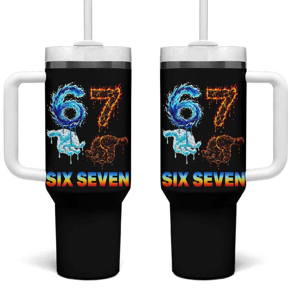 Water Fire Element Six Seven Tumbler With Handle Trendy Meme Gift