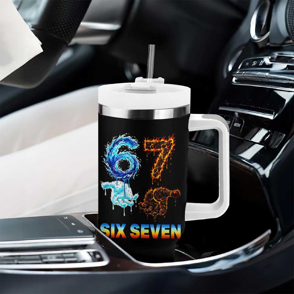 Water Fire Element Six Seven Tumbler With Handle Trendy Meme Gift