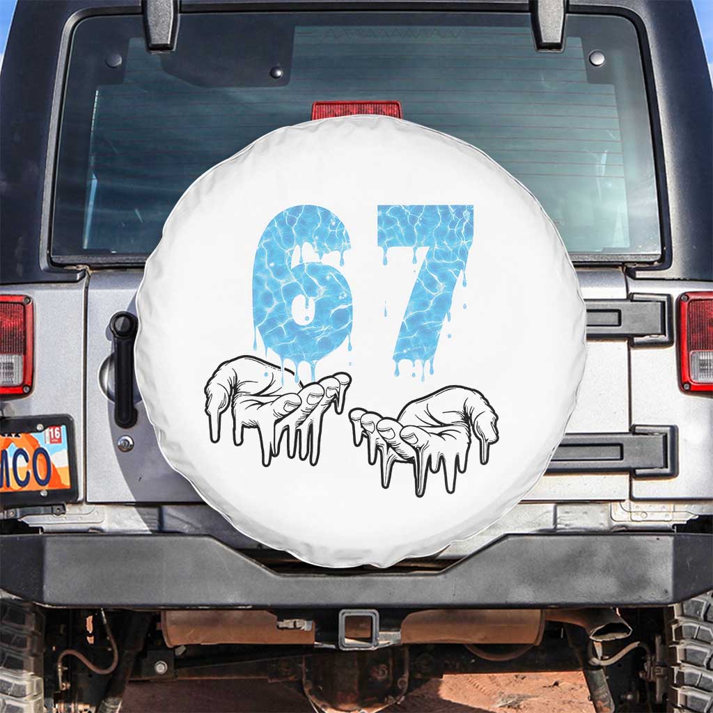Ocean Water Wave Effect Printed Spare Tire Cover Six Seven Meme