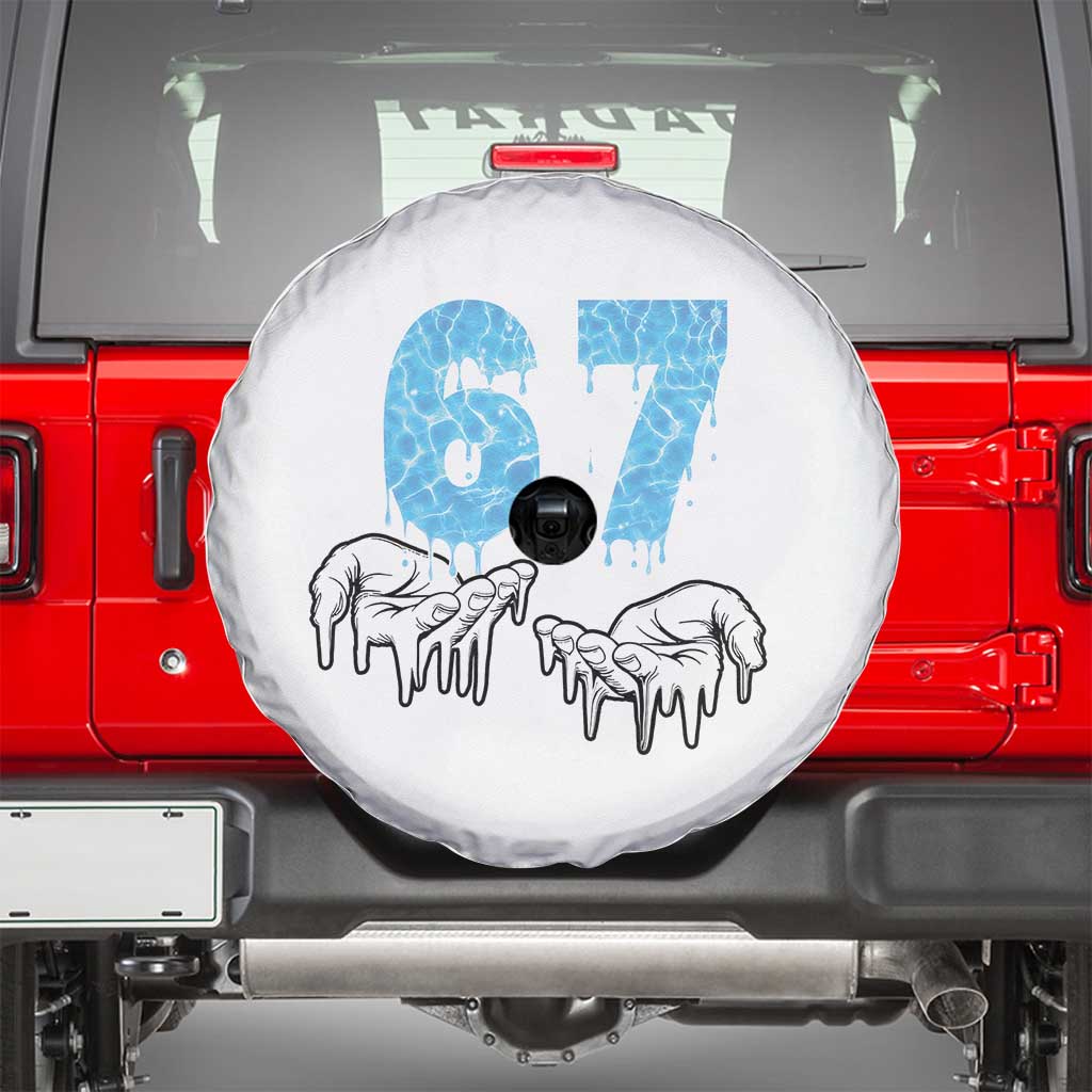 Ocean Water Wave Effect Printed Spare Tire Cover Six Seven Meme