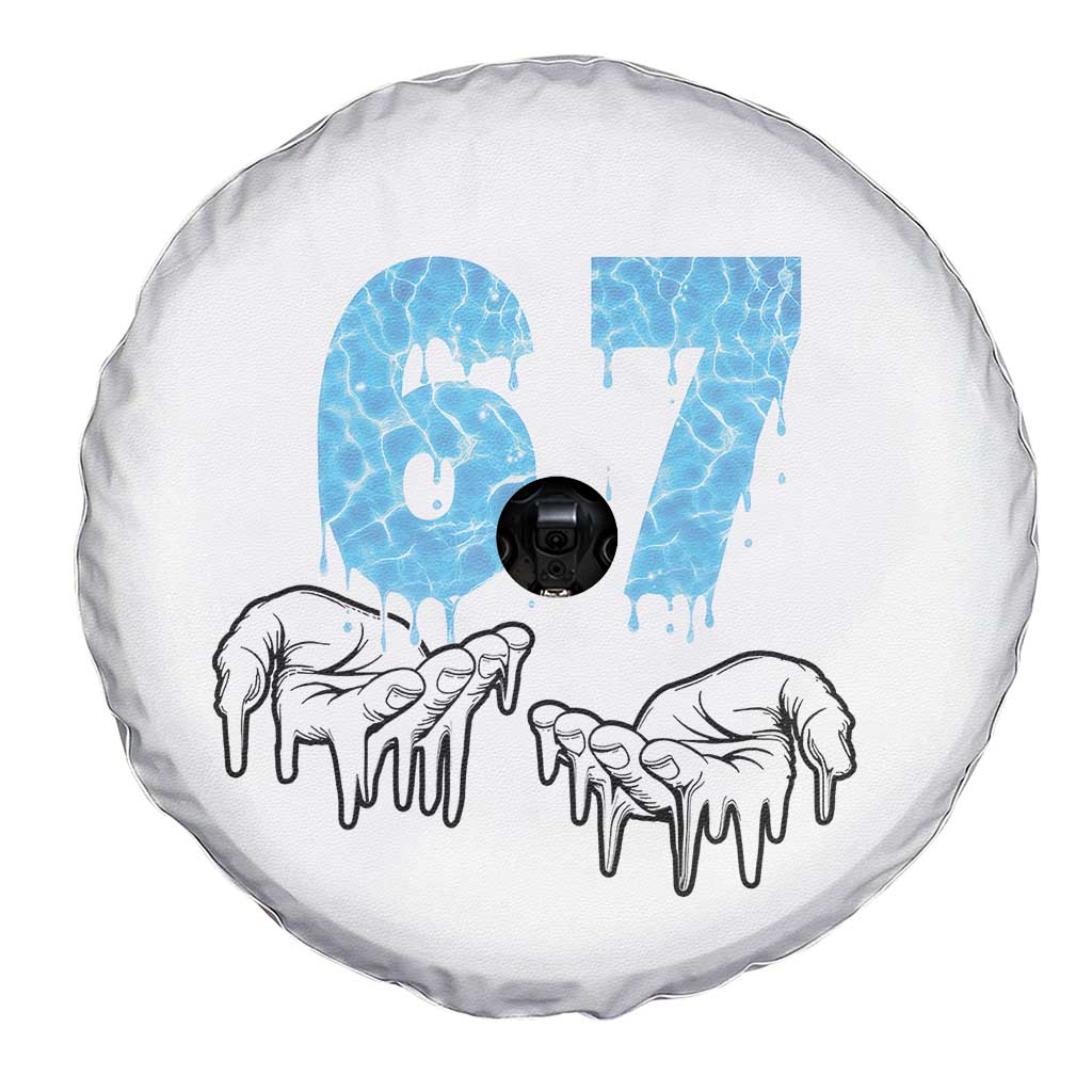 Ocean Water Wave Effect Printed Spare Tire Cover Six Seven Meme