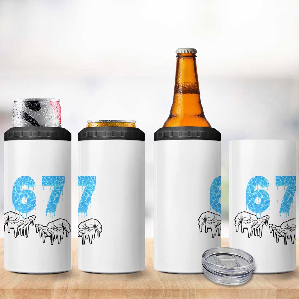 Ocean Water Wave Effect Printed 4 in 1 Can Cooler Tumbler Six Seven Meme
