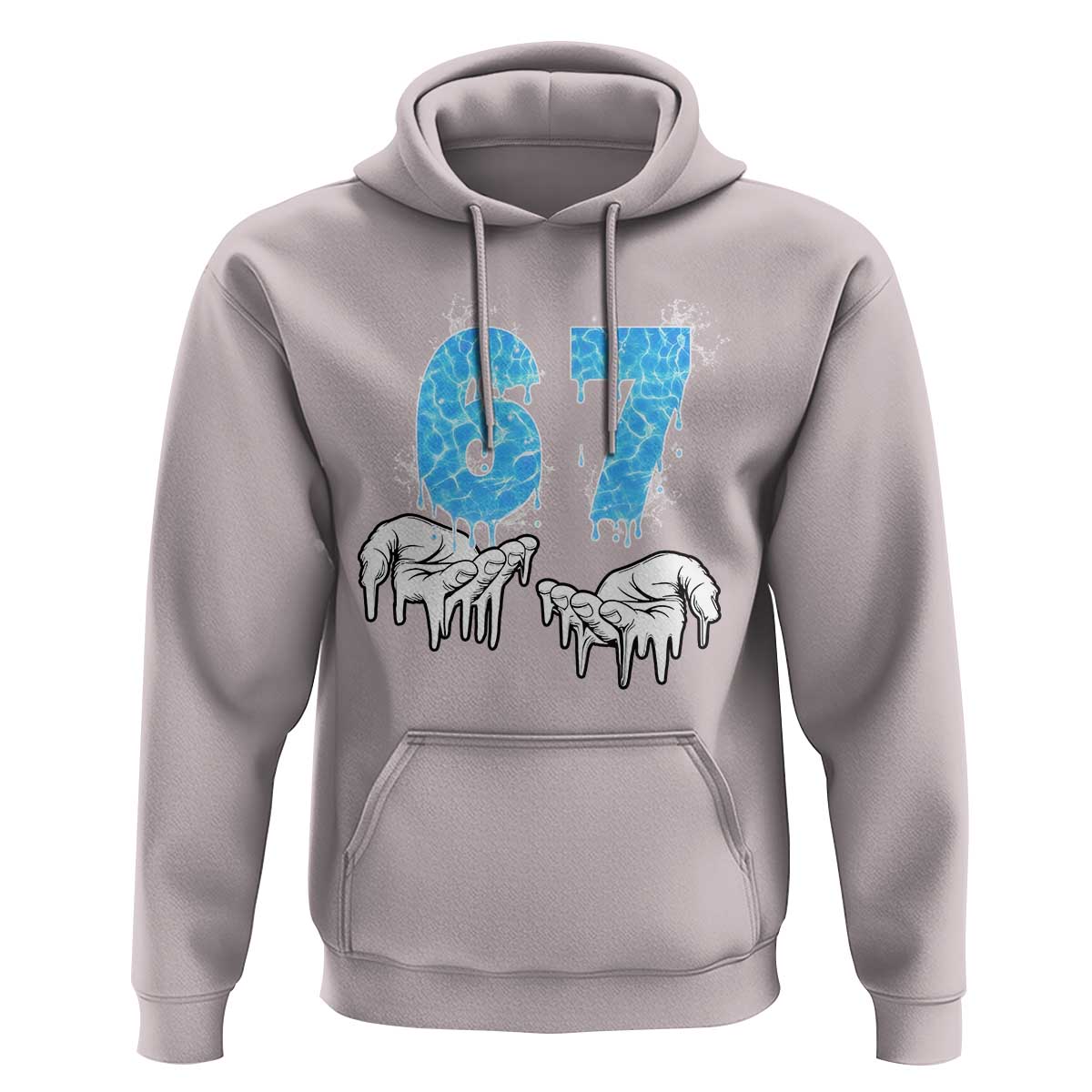 Ocean Water Wave Effect Printed Hoodie Six Seven Meme