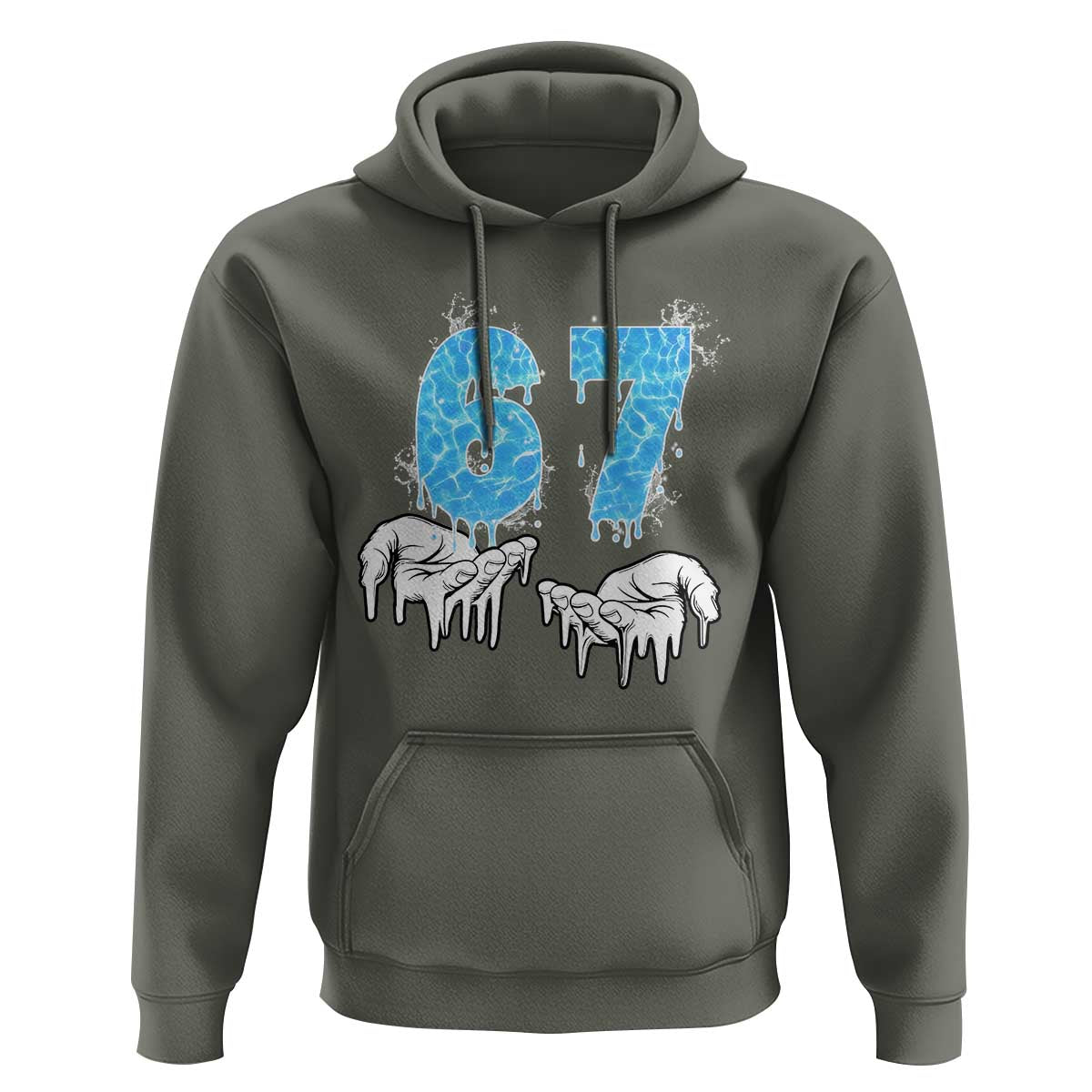 Ocean Water Wave Effect Printed Hoodie Six Seven Meme