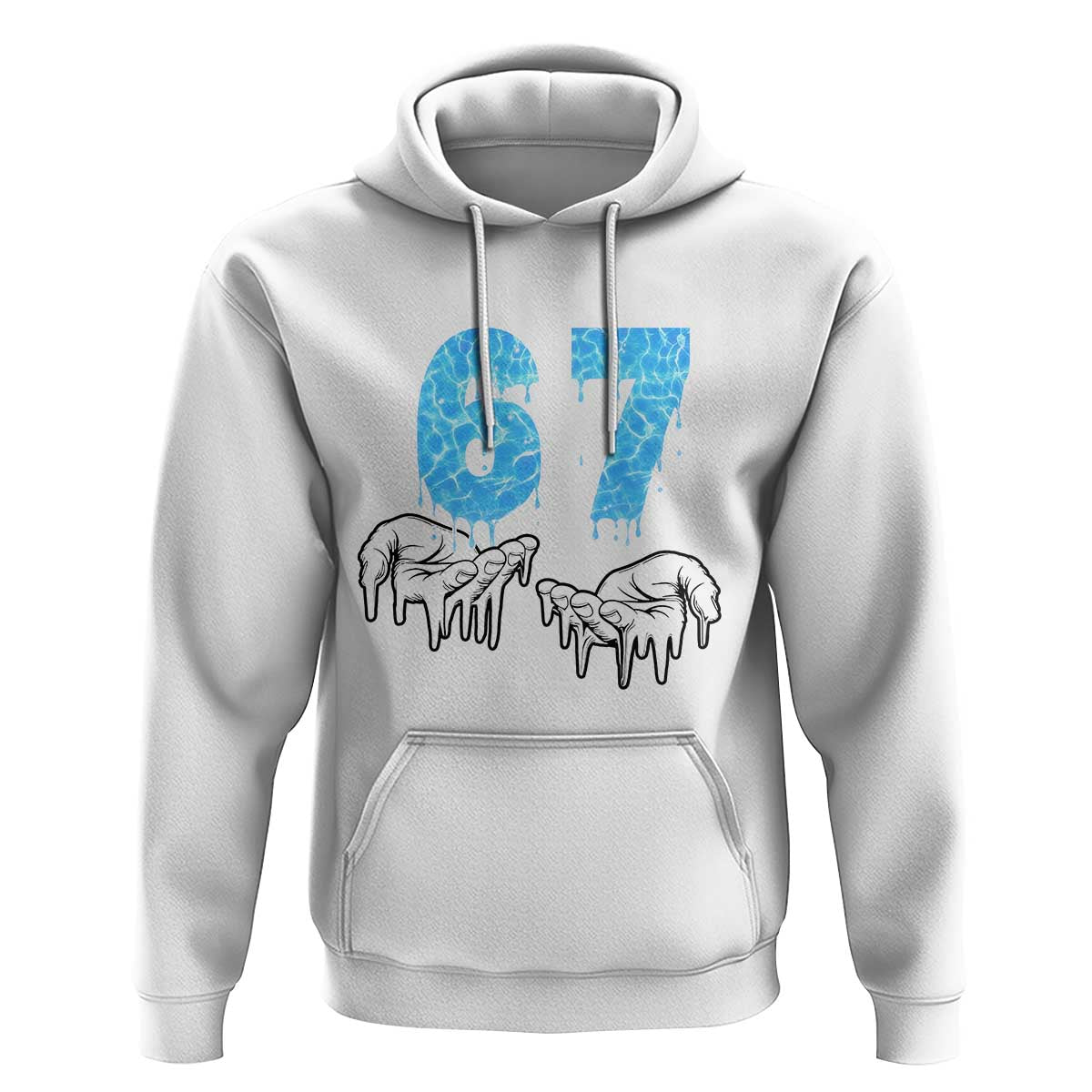 Ocean Water Wave Effect Printed Hoodie Six Seven Meme