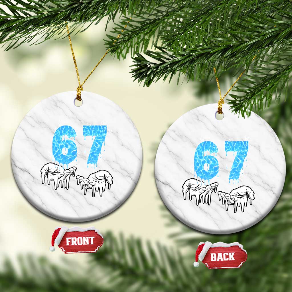 Ocean Water Wave Effect Printed Ceramic Ornament Six Seven Meme