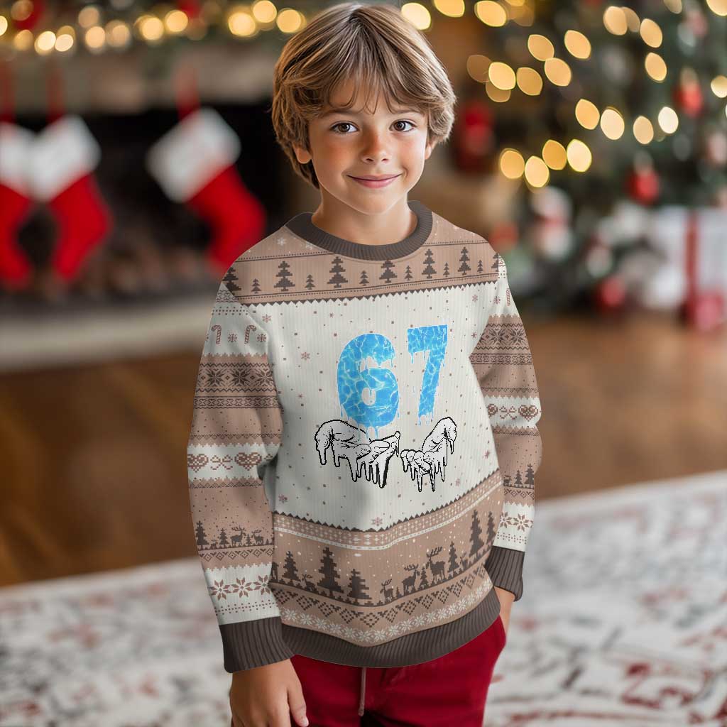 Ocean Water Wave Effect Printed Ugly Christmas Sweater Six Seven Meme