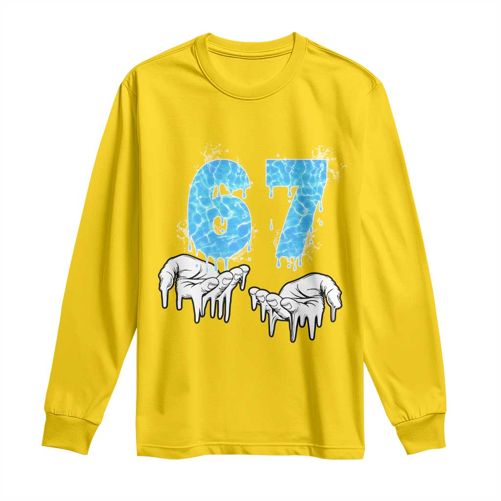 Ocean Water Wave Effect Printed Long Sleeve Shirt Six Seven Meme