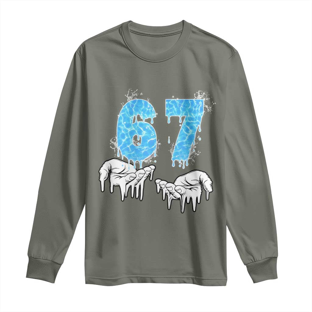 Ocean Water Wave Effect Printed Long Sleeve Shirt Six Seven Meme