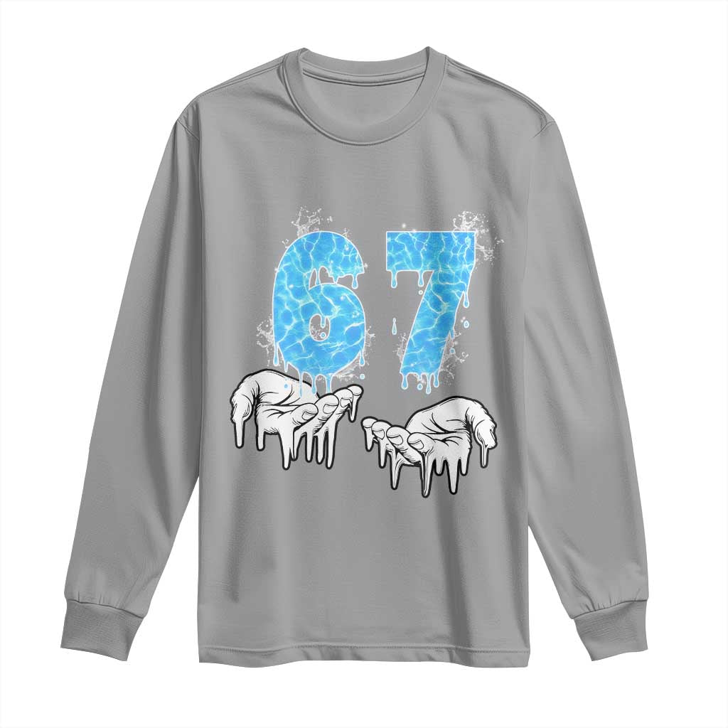 Ocean Water Wave Effect Printed Long Sleeve Shirt Six Seven Meme