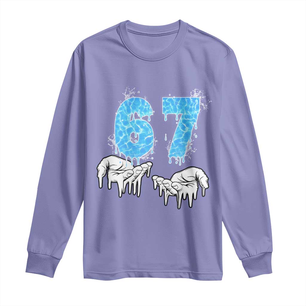 Ocean Water Wave Effect Printed Long Sleeve Shirt Six Seven Meme
