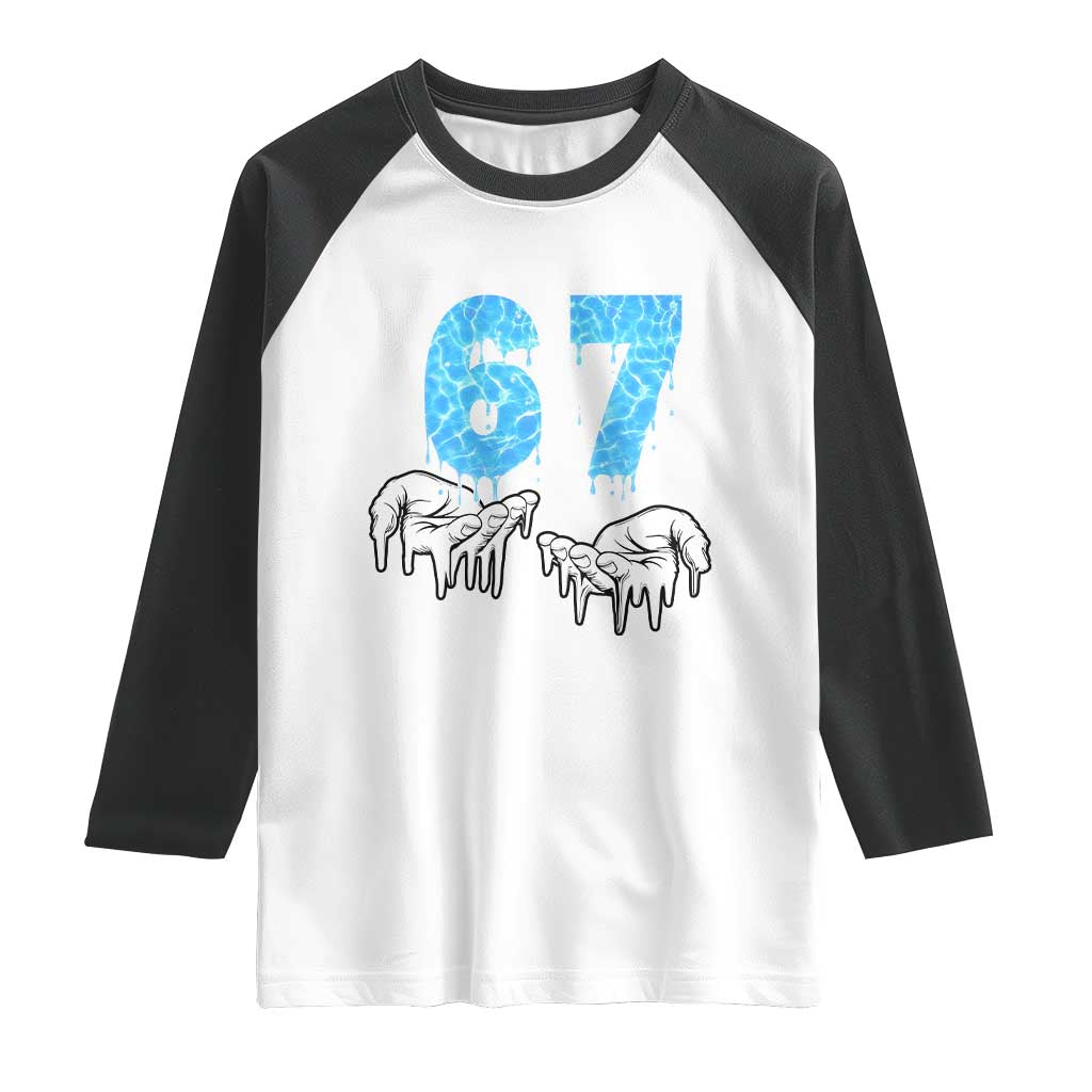 Ocean Water Wave Effect Printed Raglan Shirt Six Seven Meme