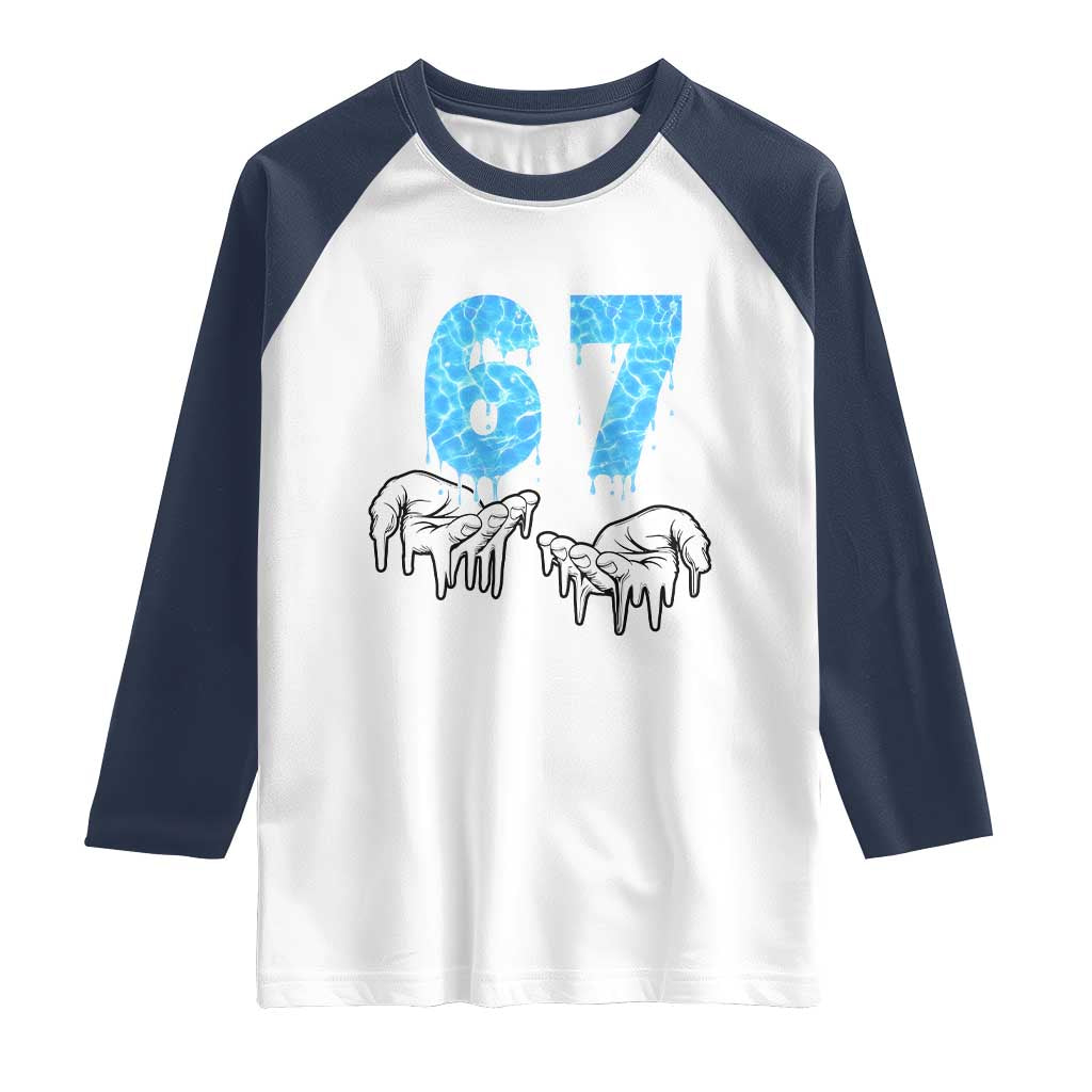 Ocean Water Wave Effect Printed Raglan Shirt Six Seven Meme