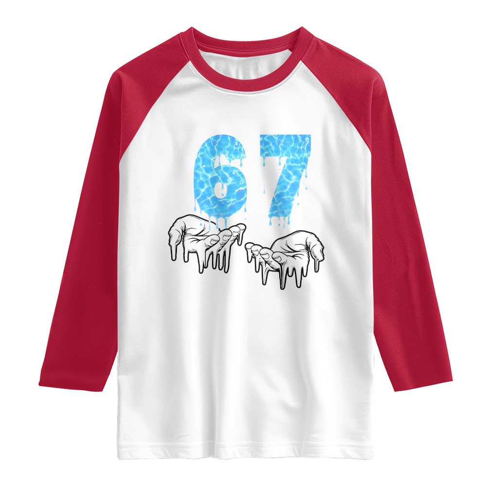Ocean Water Wave Effect Printed Raglan Shirt Six Seven Meme