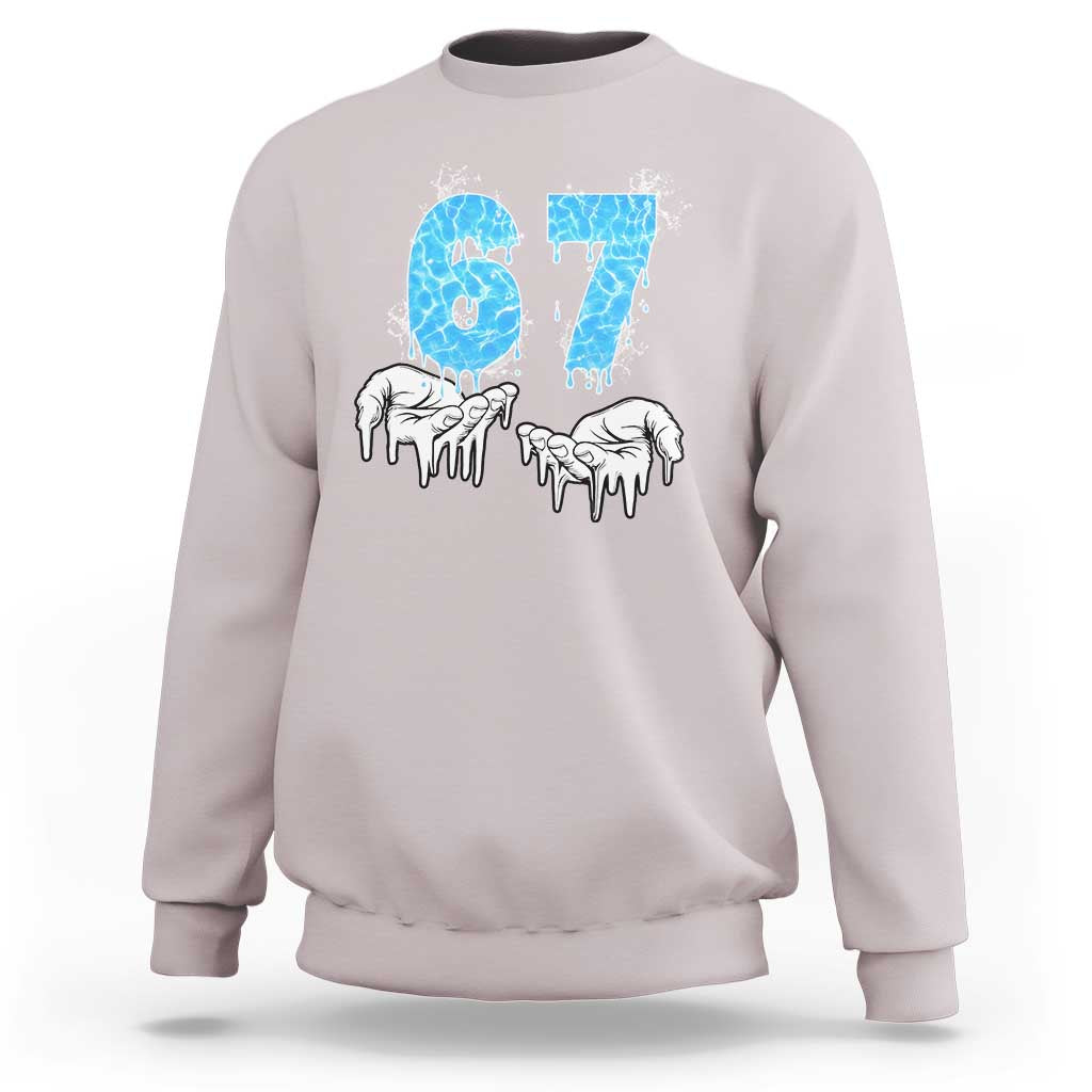 Ocean Water Wave Effect Printed Sweatshirt Six Seven Meme