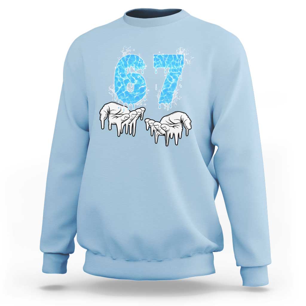 Ocean Water Wave Effect Printed Sweatshirt Six Seven Meme