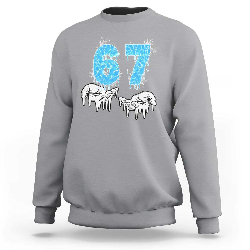 Ocean Water Wave Effect Printed Sweatshirt Six Seven Meme