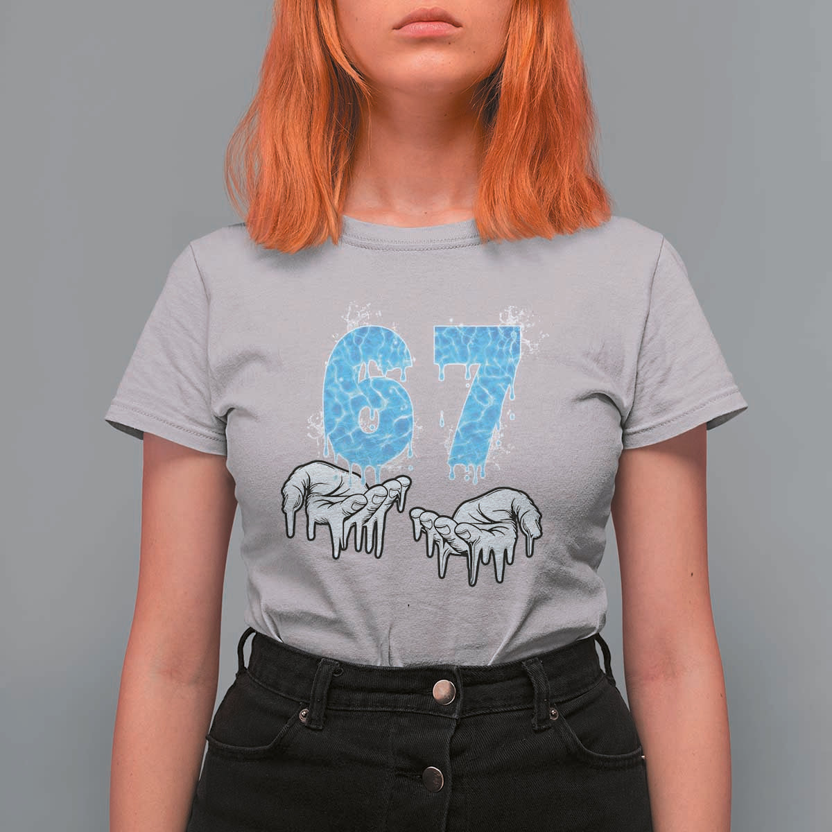 Ocean Water Wave Effect Printed T Shirt For Women Six Seven Meme