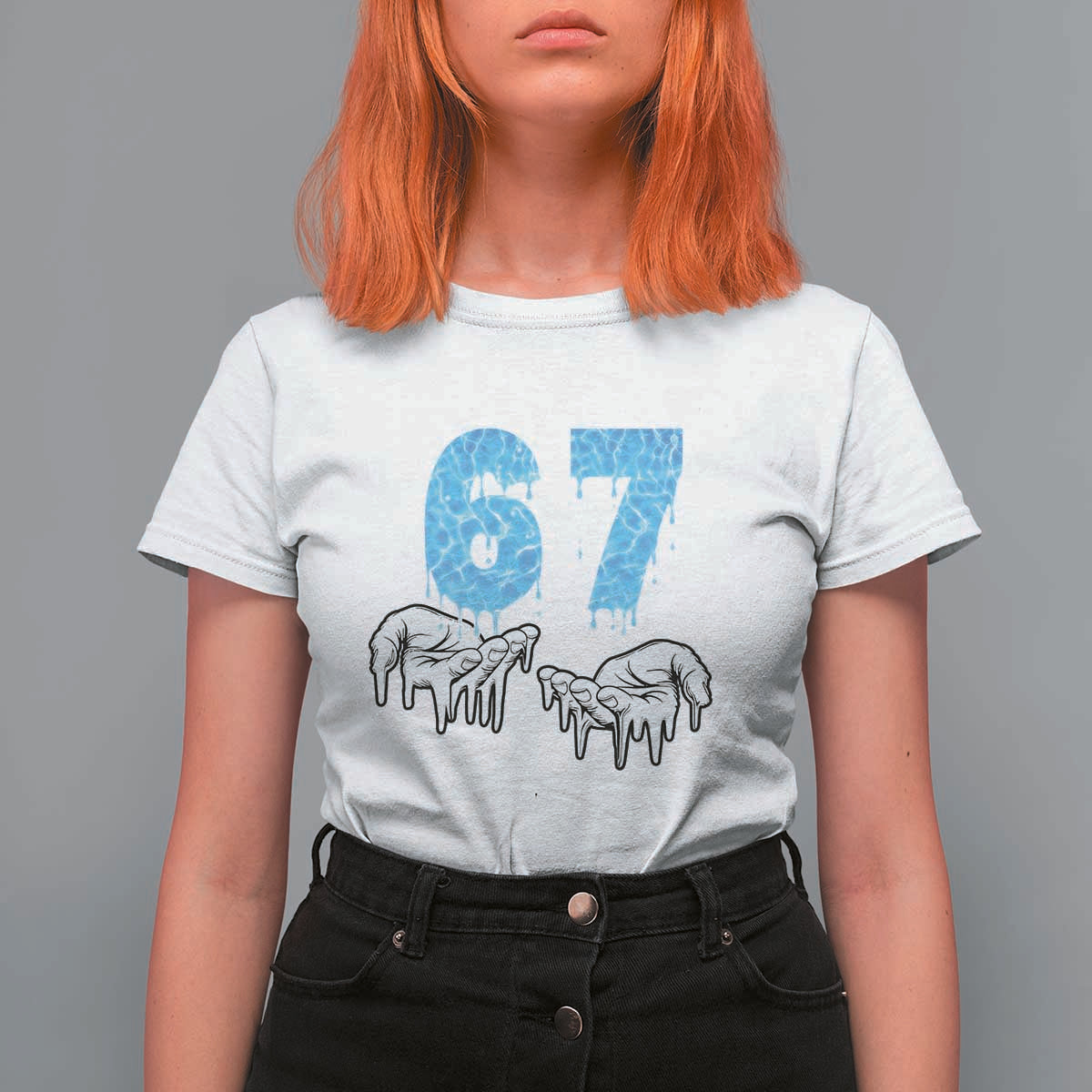 Ocean Water Wave Effect Printed T Shirt For Women Six Seven Meme