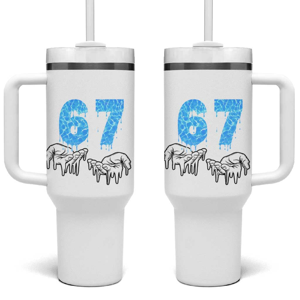 Ocean Water Wave Effect Printed Tumbler With Handle Six Seven Meme