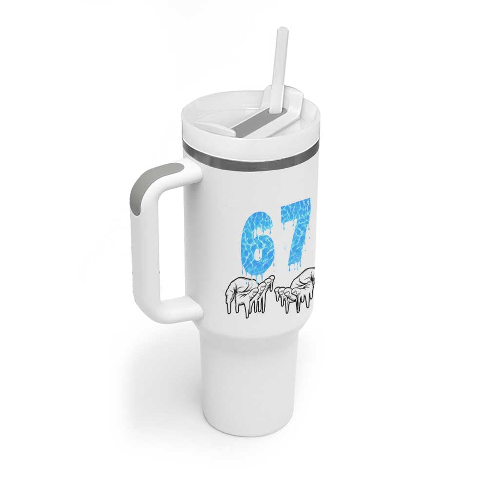 Ocean Water Wave Effect Printed Tumbler With Handle Six Seven Meme