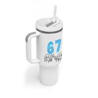 Ocean Water Wave Effect Printed Tumbler With Handle Six Seven Meme