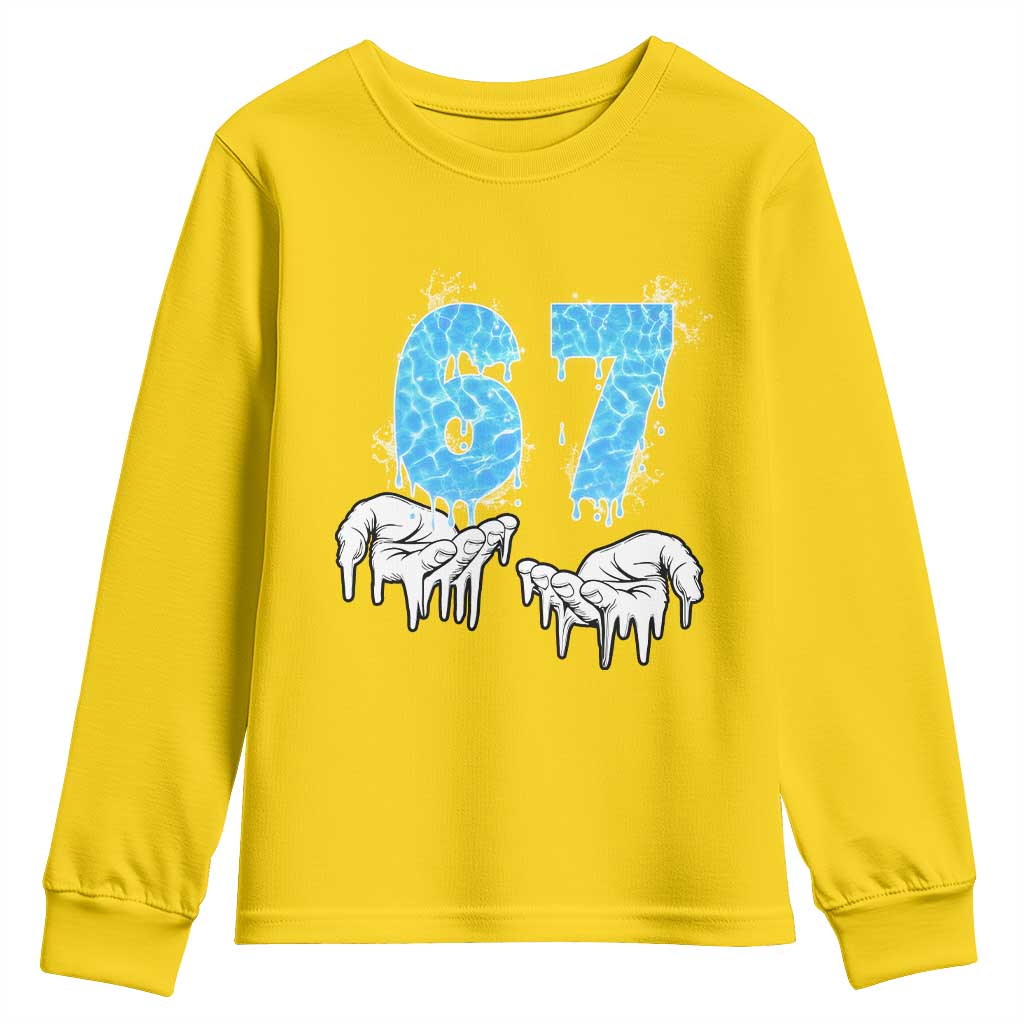 Ocean Water Wave Effect Printed Youth Sweatshirt Six Seven Meme