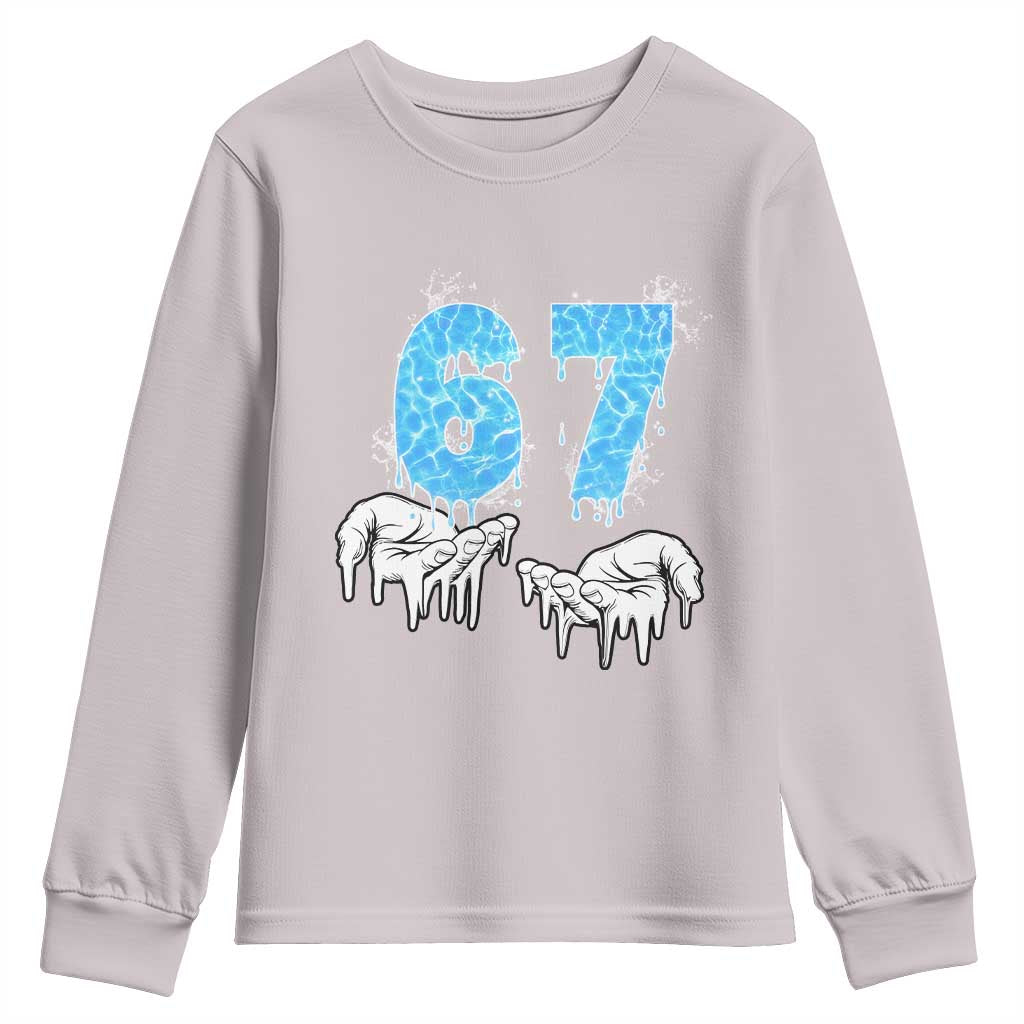 Ocean Water Wave Effect Printed Youth Sweatshirt Six Seven Meme