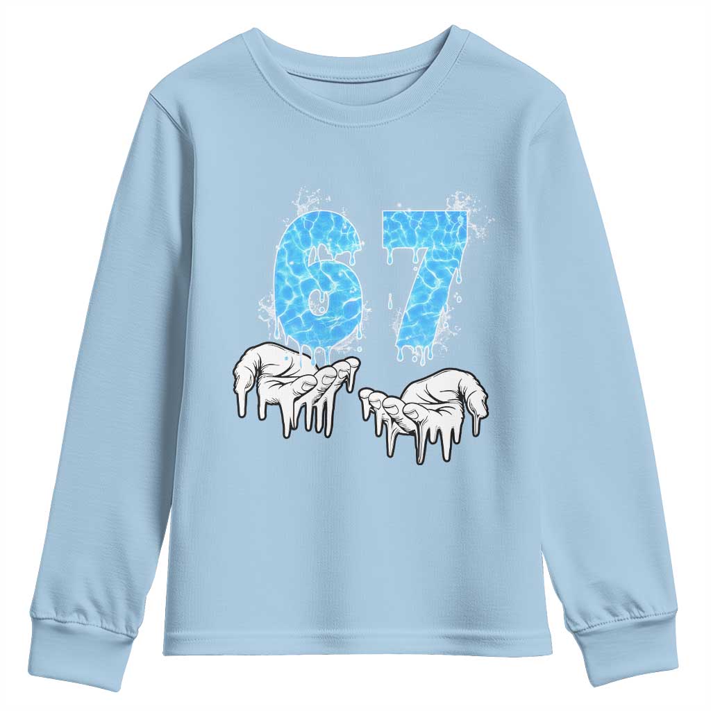 Ocean Water Wave Effect Printed Youth Sweatshirt Six Seven Meme