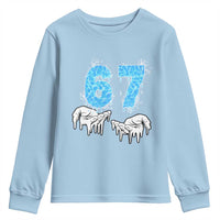 Ocean Water Wave Effect Printed Youth Sweatshirt Six Seven Meme