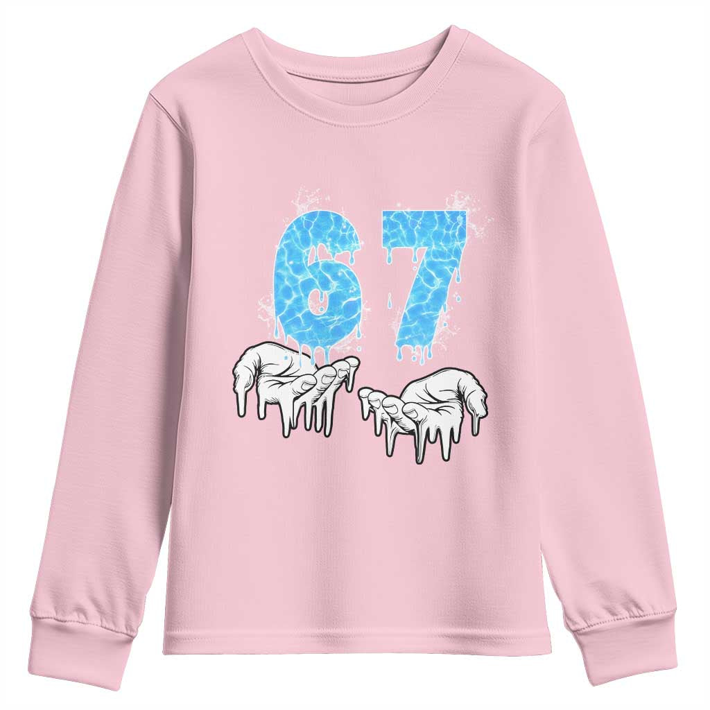 Ocean Water Wave Effect Printed Youth Sweatshirt Six Seven Meme