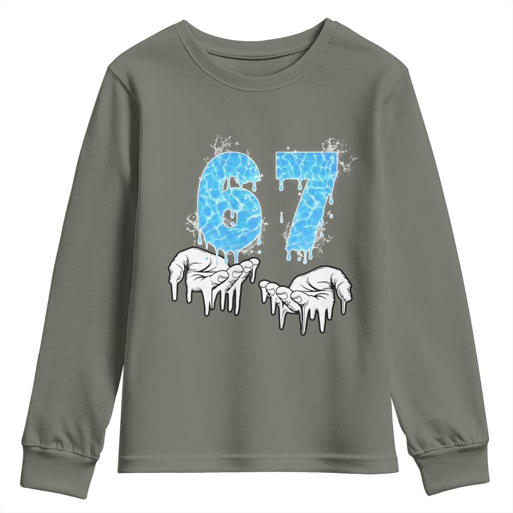 Ocean Water Wave Effect Printed Youth Sweatshirt Six Seven Meme