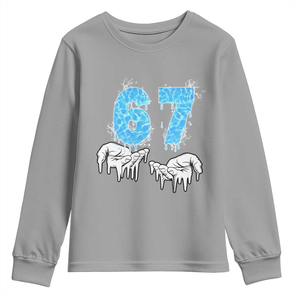 Ocean Water Wave Effect Printed Youth Sweatshirt Six Seven Meme