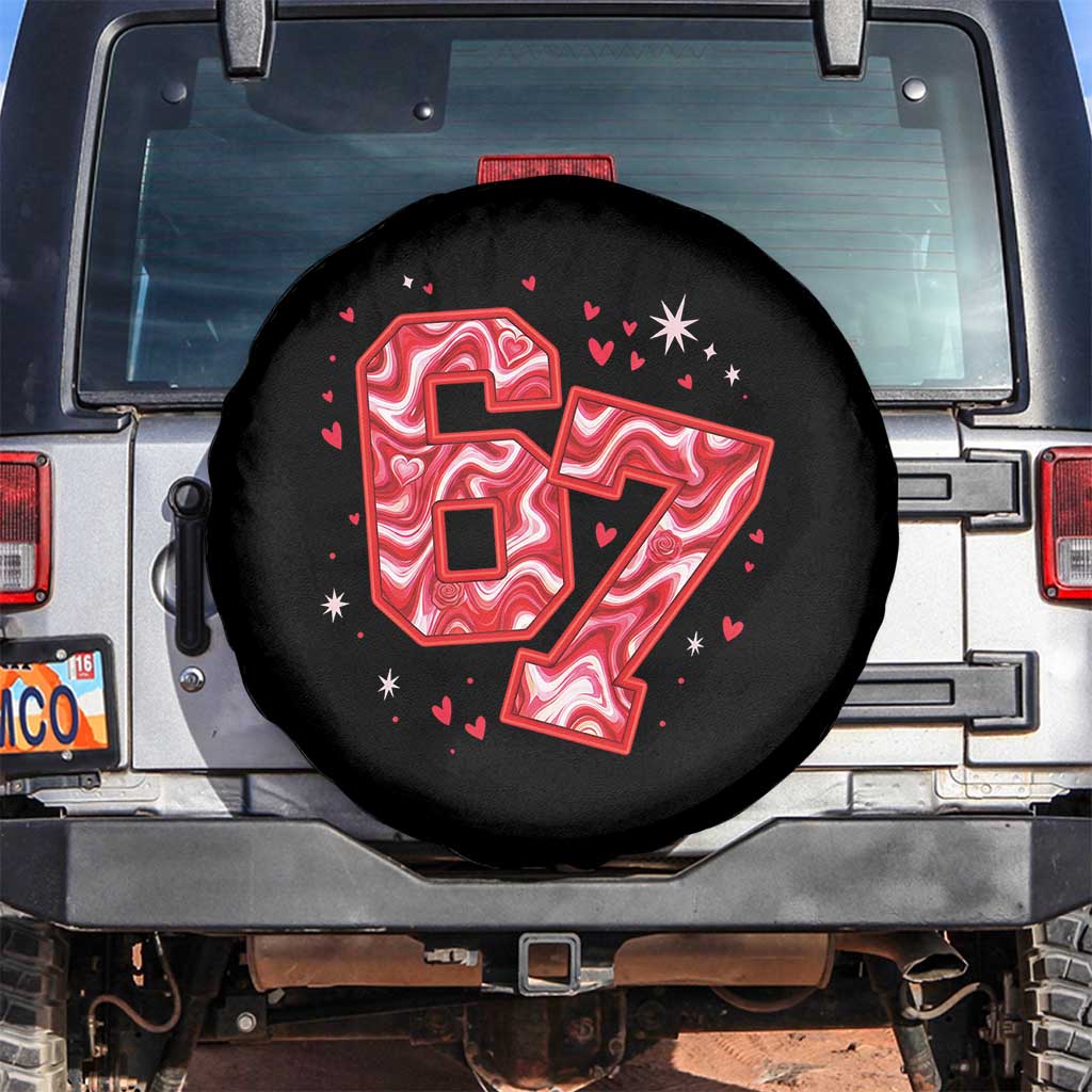 Glitch Swirl Effect Printed Six Seven Meme Spare Tire Cover Valentines Day Gift
