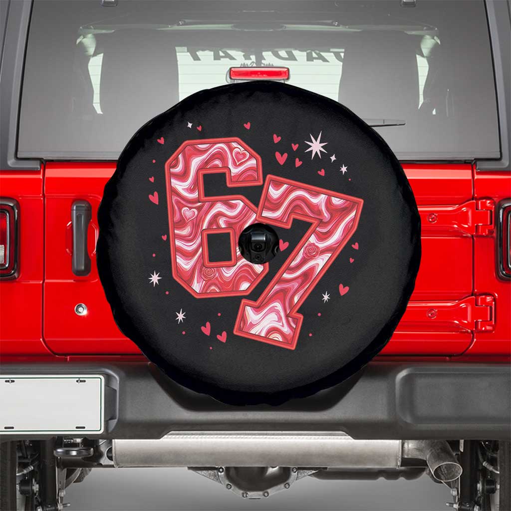 Glitch Swirl Effect Printed Six Seven Meme Spare Tire Cover Valentines Day Gift